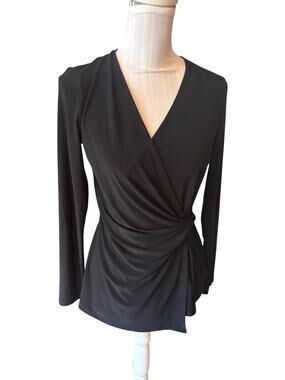 Anne Klein Black Wrap Blouse Size S